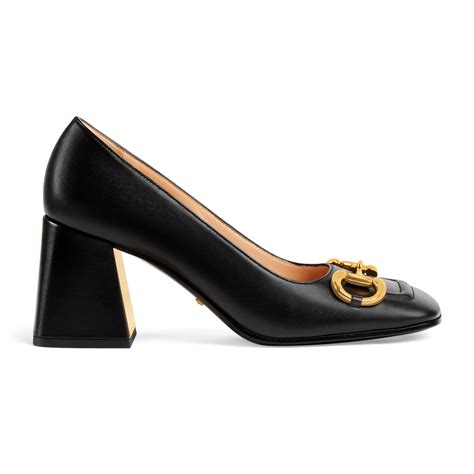 gucci black pearl heel 80 leather pumps|gucci pumps for women.